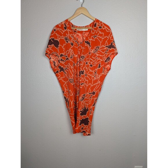 Marie Oliver Dress Womens XS Orange Silk Floral Print - Picture 1 of 7